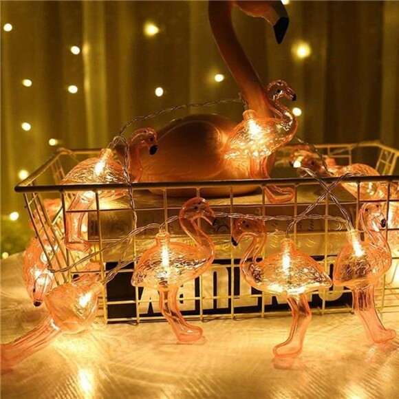 DomeStar 10Ft Pink Flamingo Lights, LED Flamingo String Lights Battery Operated - Picture 3 of 7
